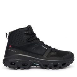 Trekkingi On. Czarne buty trekkingowe męskie On, bez wzorów, sportowe, bez obcasa, bez zapięcia. Za 899.99 zł.