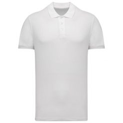 Koszulka polo z piki Kariban. Białe koszulki polo męskie KARIBAN, m, bez wzorów, z bawełny, bez kołnierzyka, bez ramiączek. Za 209.50 zł.