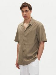 Emporio Armani Koszula EM000593 AF12356 U6189 Brązowy Regular Fit. Brązowe koszule męskie Emporio Armani, m, bez wzorów, z wiskozy, bez kołnierzyka, bez ramiączek. Za 459.99 zł.
