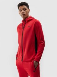 4F Bluza treningowa rozpinana z kapturem męska - czerwona L. Czerwone bluzy rozpinane męskie 4f, l, bez wzorów, z dzianiny, sportowe, bez ramiączek, z kapturem. W wyprzedaży za 99.99 zł.