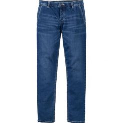 Dżinsy dresowe chino Slim Fit Straight bonprix niebieski "stone used". Eleganckie spodnie męskie marki bonprix. Za 59.99 zł.