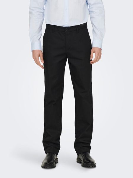 Only & Sons Spodnie materiałowe Edge-Ed 22024468 Czarny Relaxed Fit. Czarne spodnie na co dzień męskie Only & Sons, bez wzorów, z bawełny. Za 119.99 zł.