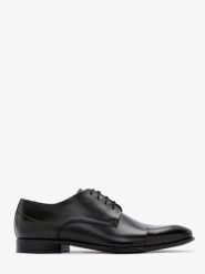Czarne półbuty męskie. Czarne eleganckie półbuty męskie Ryłko, ze skóry, bez obcasa, bez zapięcia. Za 399.99 zł.