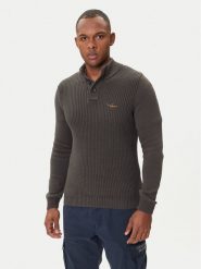 Aeronautica Militare Sweter 252MA1572UL00409 Szary Slim Fit. Szare kardigany męskie Aeronautica Militare, m, bez wzorów, z bawełny, bez ramiączek. Za 679.99 zł.