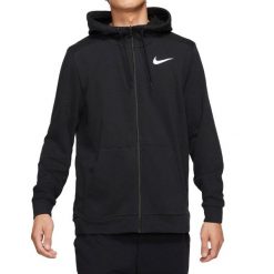 Bluza sportowa męska Nike Drifit. Czarne bluzy nierozpinane męskie Nike, l, bez wzorów, z kapturem. Za 402.00 zł.