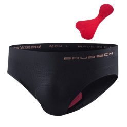 Slipy pod szorty rowerowe męskie Brubeck 3D z wkładką. Czarne slipki męskie Brubeck, l, bez wzorów, z elastanu. Za 99.99 zł.