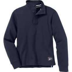 Bluza ze stójką i plisą guzikową Regular Fit bonprix ciemnoniebieski. Niebieskie bluzy nierozpinane męskie bonprix. Za 74.99 zł.