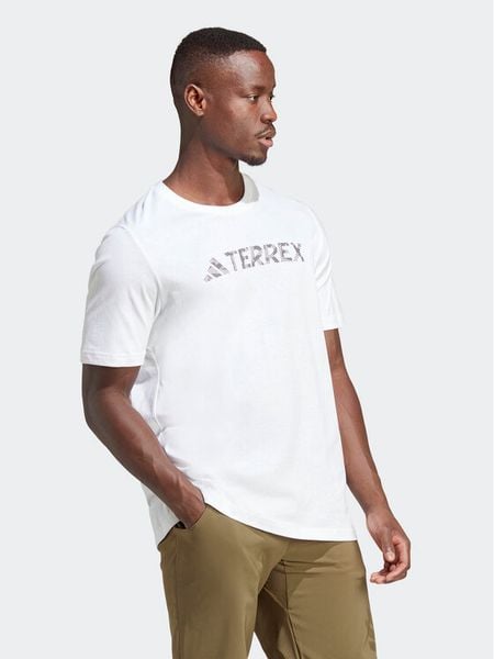 Adidas T-Shirt Terrex Classic Logo HZ1400 Biały Regular Fit. Białe t-shirty sportowe męskie ADIDAS, m, bez wzorów, z bawełny, sportowe, bez ramiączek. Za 99.99 zł.