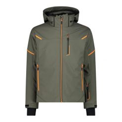 Kurtka męska narciarska CMP 33W0897. Zielone kurtki narciarskie i snowboardowe męskie CMP, na zimę, l, bez wzorów, z softshellu, z kapturem, narciarskie. W wyprzedaży za 893.55 zł.