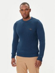Aeronautica Militare Sweter 252MA1571UL00409 Niebieski Slim Fit. Niebieskie kardigany męskie Aeronautica Militare, m, bez wzorów, z bawełny, bez ramiączek. Za 589.99 zł.