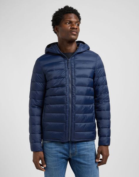 MESKA KURTKA LEE PUFFER JACKET MOOD INDIGO 112371659. Niebieskie kurtki męskie Lee, m, bez wzorów, bez ramiączek, bez kaptura. Za 299.99 zł.