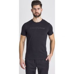 T-SHIRT ARMANI EXCHANGE. Czarne t-shirty męskie Armani Exchange, l, bez wzorów, z bawełny, bez kołnierzyka, bez ramiączek. Za 160.30 zł.