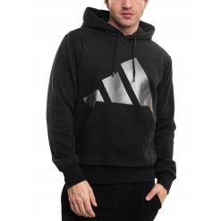 Bluza Męska Z Kapturem adidas Sportowa Dresowa Hoodie Czarna roz. XS. Czarne bluzy z kapturem męskie ADIDAS, m, bez wzorów, z bawełny, z kapturem. Za 223.00 zł.