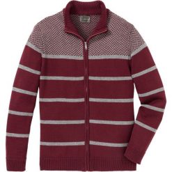 Sweter rozpinany w paski Regular Fit bonprix czerwony rubinowy - szary. Kardigany męskie marki bonprix. Za 54.99 zł.