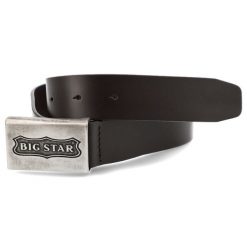 Brązowy Skórzany Męski Pasek Big Star. Brązowe paski męskie Big Star, bez wzorów, z jeansu, retro. Za 119.00 zł.