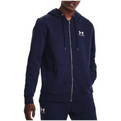 Bluza dresowa męska Under Armour UA Essential Fleece Fz Hood 1373881. Niebieskie bluzy z kapturem męskie Under Armour, m, bez wzorów, z dresówki, z kapturem. Za 329.99 zł.