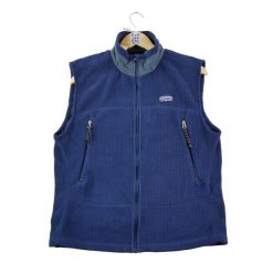 Second life - Męska kurtka polarowa Retro Made in USA - Jak nowy. Niebieskie kurtki męskie Patagonia, m, bez wzorów, z polaru, retro, bez ramiączek, bez kaptura. Za 255.56 zł.