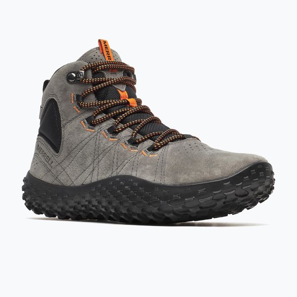 Buty barefoot męskie Merrell Wrapt Mid WP. Szare buty trekkingowe męskie Merrell, bez wzorów, bez zapięcia, trekkingowe. Za 509.99 zł.