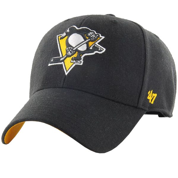 Czapka z daszkiem męska NHL Pittsburgh Penguins Ballpark Cap. Czarne czapki męskie 47 Brand, bez wzorów, z bawełny. Za 184.00 zł.