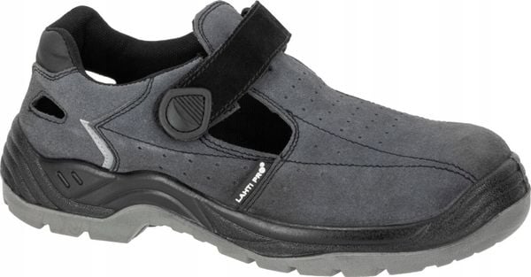 SANDAŁY ZAMSZOWE SZARO-CZARNE, S1 FO SR, "44", CE, LAHTI. Czarne sandały męskie Lahti Pro, z zamszu, bez zapięcia. Za 95.98 zł.