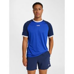 Koszulka Hummel Pulse Stripe. Niebieskie t-shirty sportowe męskie HUMMEL, bez wzorów, sportowe, bez ramiączek. Za 214.50 zł.