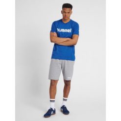 Koszulka sportowa z krótkim rękawem męska Hummel Cotton Logo. Niebieskie t-shirty sportowe męskie HUMMEL, m, bez wzorów, sportowe, bez ramiączek. Za 59.00 zł.