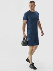 4F Spodenki treningowe regular szybkoschnące męskie - granatowe 3XL. Niebieskie szorty sportowe męskie 4f, bez wzorów, z dzianiny, sportowe. W wyprzedaży za 39.99 zł.