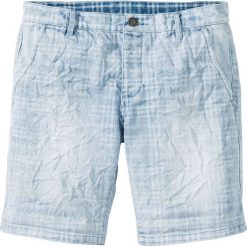 Bermudy dżinsowe Regular Fit bonprix niebieski "bleached used" w kratę. Jeansy męskie marki bonprix. Za 49.99 zł.