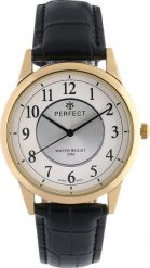 Zegarek Perfect Zegarek męski kwarcowy biało-złoty klasyczny skórzany pasek C402. Białe zegarki męskie Perfect, złote. Za 57.19 zł.