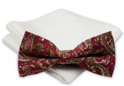Modna Mucha Męska - Alties - Wzór Orientalny. Czerwone krawaty i muchy męskie Alties, bez wzorów, eleganckie. Za 54.00 zł.