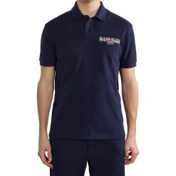 Koszulka polo męska Napapijri E-Aylmer. Niebieskie koszulki polo męskie Napapijri, l, bez wzorów, bez kołnierzyka, bez ramiączek. Za 209.99 zł.