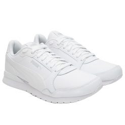 Męskie Skórzane Buty Treningowe St Runner V3. Białe buty trekkingowe męskie Puma, bez wzorów, bez zapięcia, trekkingowe. Za 329.99 zł.