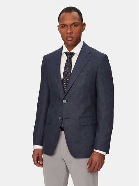 BOSS Marynarka Hutson 50561859 Granatowy Regular Fit. Niebieskie marynarki męskie Boss, m, bez wzorów, z syntetyku. Za 1,699.00 zł.