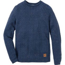 Sweter z okrągłym dekoltem w warkocze Regular Fit bonprix ciemnoniebieski melanż. Swetry męskie marki bonprix. Za 54.99 zł.