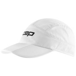 Sportowa czapka z daszkiem do biegania unisex lekka regulowana CORE Run CEP. Białe czapki męskie CEP, bez wzorów, sportowe. Za 84.00 zł.