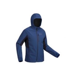 Kurtka Softshell trekkingowa Trek 500 WindWarm męska. Niebieskie kurtki męskie QUECHUA, l, bez wzorów, z elastanu, bez ramiączek, bez kaptura. Za 199.99 zł.