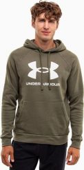 Under Armour Bluza z kapturem kangurka męska Under Armour Rival Fleece Logo HD oliwkowa 1379758 390 XL. Zielone bluzy nierozpinane męskie Under Armour, m, bez wzorów, bez ramiączek, z kapturem. Za 249.79 zł.