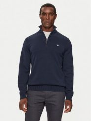 Gant Sweter Casual Cotton Half Zip 8030170 Granatowy Regular Fit. Niebieskie swetry męskie Gant, bez wzorów, z bawełny, casualowe, bez kołnierzyka, bez ramiączek. Za 399.99 zł.