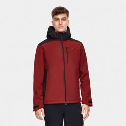 Kurtka turystyczna męska softshell Alpinus ASO. Czerwone kurtki softshell męskie Alpinus, l, bez wzorów, z softshellu, bez kaptura, trekkingowe. Za 279.00 zł.