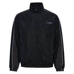 Kurtka z dresu Hummel. Czarne kurtki męskie HUMMEL, bez wzorów, z dresówki, sportowe, bez ramiączek, bez kaptura. Za 294.50 zł.