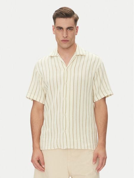 Jack & Jones Koszula Coba 12271060 Beżowy Relaxed Fit. Brązowe koszule męskie Jack & Jones, l, bez wzorów, z bawełny, bez kołnierzyka, bez ramiączek. Za 79.99 zł.