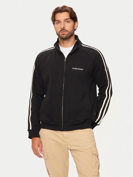 Guess Jeans Bluza M4BQ38 K9V31 Czarny Regular Fit. Czarne bluzy rozpinane męskie Guess Jeans, m, z aplikacjami, z bawełny, bez ramiączek, bez kaptura. Za 339.99 zł.