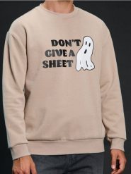 Bluza crewneck Halloween - beżowy. Brązowe bluzy nierozpinane męskie Sinsay, l, bez wzorów, bez ramiączek, bez kaptura. Za 39.99 zł.