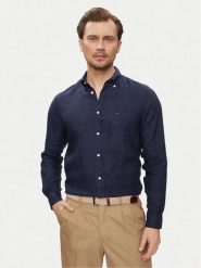 Tommy Hilfiger Koszula MW0MW34602 Granatowy Regular Fit. Niebieskie koszule męskie Tommy Hilfiger, m, bez wzorów, ze lnu, bez kołnierzyka, bez ramiączek. Za 479.99 zł.