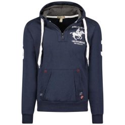 Geographical Norway FOLTON EO MEN 100 męska bluza granatowa. Niebieskie bluzy nierozpinane męskie Geographical Norway, m, bez wzorów, z bawełny, z kapturem. Za 149.00 zł.