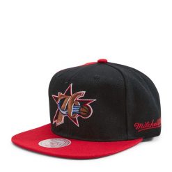 Czapka typu snapback Philadelphia 76ers Rear Script Deadstock HWC. Czarne czapki męskie Mitchell & Ness, bez wzorów. Za 206.50 zł.
