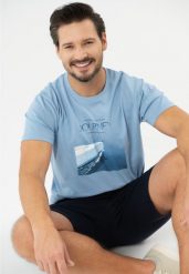 T-shirt z nadrukiem, Comfort Fit, T-SAIL. Zielone t-shirty męskie Volcano, l, bez wzorów, z bawełny, bez kołnierzyka, bez ramiączek. Za 69.99 zł.
