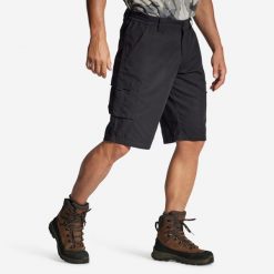 Bermudy outdoor Solognac 500. Czarne szorty sportowe męskie SOLOGNAC, bez wzorów, z bawełny, sportowe. Za 69.99 zł.