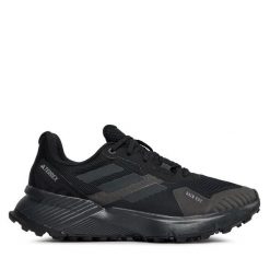 Trekkingi adidas. Czarne buty zimowe męskie ADIDAS, bez wzorów, sportowe, bez obcasa, bez zapięcia. Za 379.99 zł.