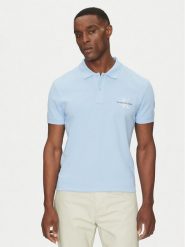 Calvin Klein Jeans Polo Monologo J30J325664 Błękitny Regular Fit. Niebieskie koszulki polo męskie Calvin Klein Jeans, m, bez wzorów, z bawełny, bez kołnierzyka, bez ramiączek. Za 199.99 zł.